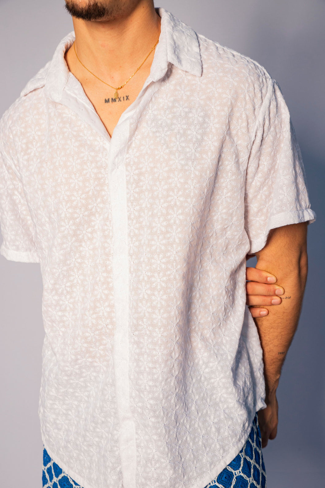 White flower eyelet