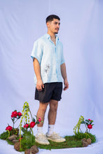 Load image into Gallery viewer, Sky blue embroidered flower shirt
