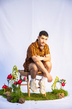 Load image into Gallery viewer, Dusty orange with brown tripes embroidered flower detail set
