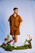 Load image into Gallery viewer, Dusty orange with brown tripes embroidered flower detail set
