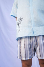 Load image into Gallery viewer, Sky blue embroidered flower shirt
