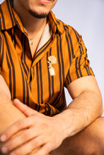Load image into Gallery viewer, Dusty orange with brown tripes embroidered flower detail set
