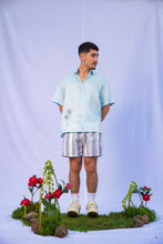 Load image into Gallery viewer, Sky blue embroidered flower shirt
