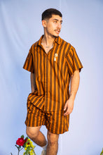 Load image into Gallery viewer, Dusty orange with brown tripes embroidered flower detail set

